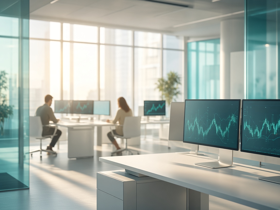 I team di prodotto e assistenza di Flexorio lavorano insieme in un ufficio luminoso e contemporaneo